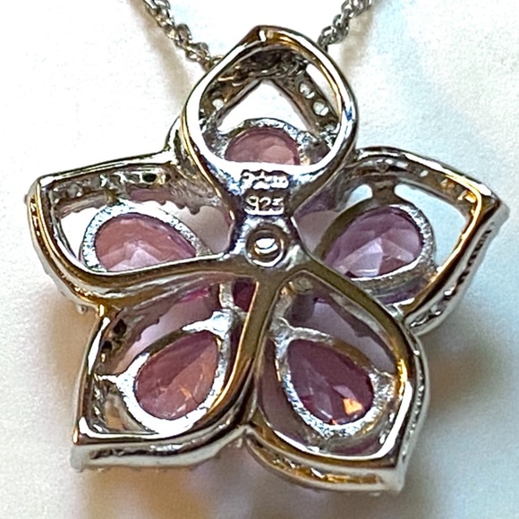 Sterling Silver Lab Created Sapphire Necklace - Picture 6 of 7